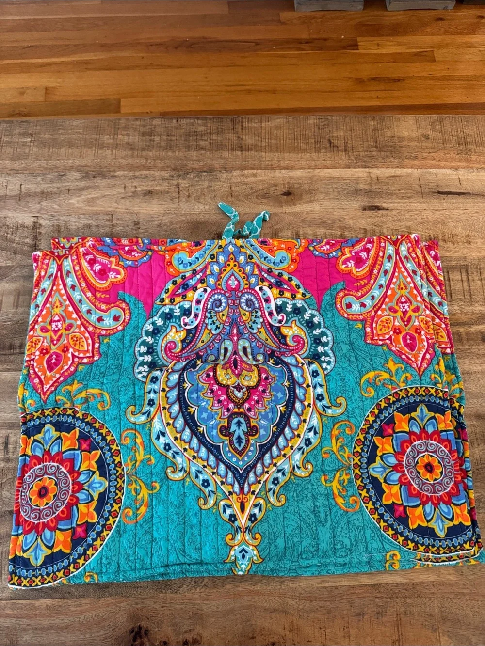 Levtex Home Mackenzie 4 Boho Kantha Turquoise Pink Paisley Quilted Pillow Cases